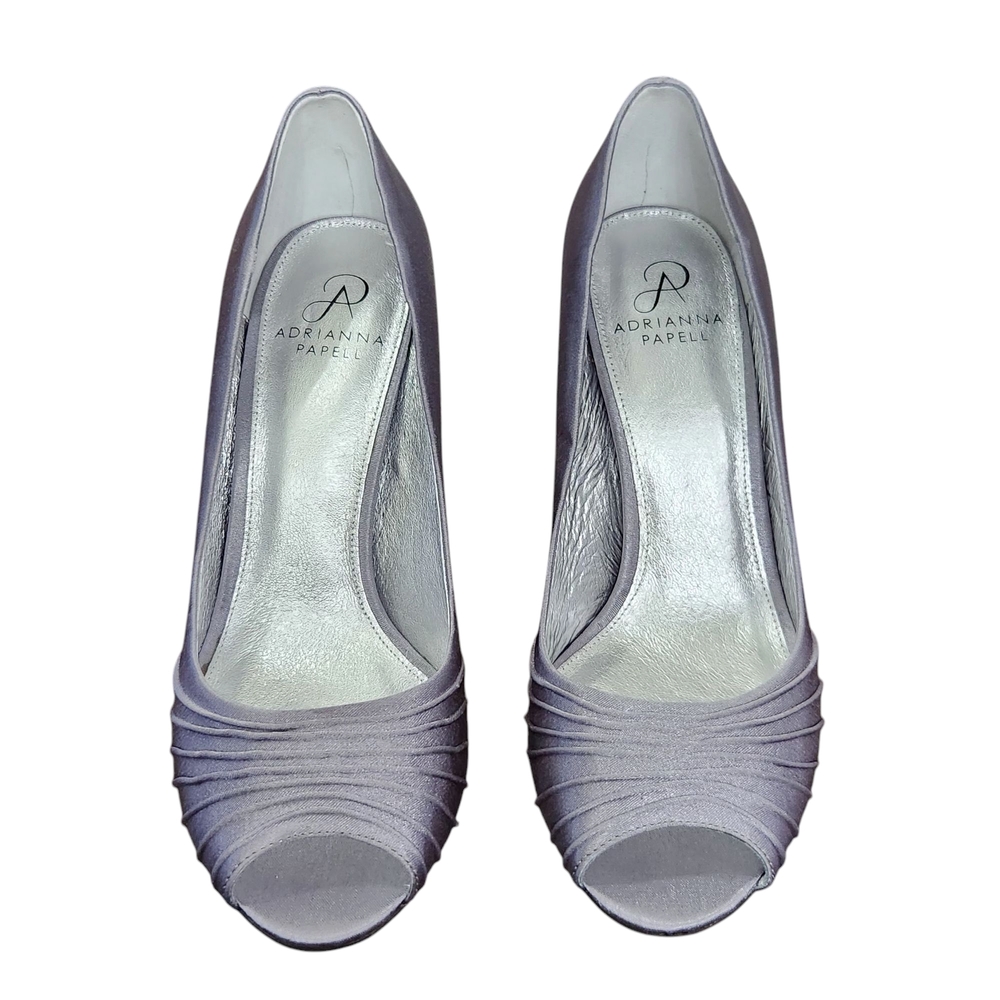 Adrianna Papell Silver Heels with Peep Toe Design